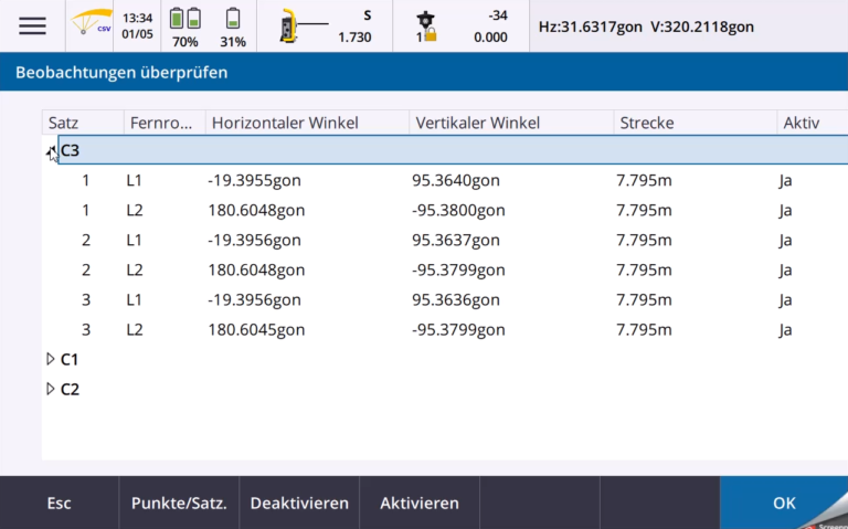 Feldrechner ALLNAV Satzmessung