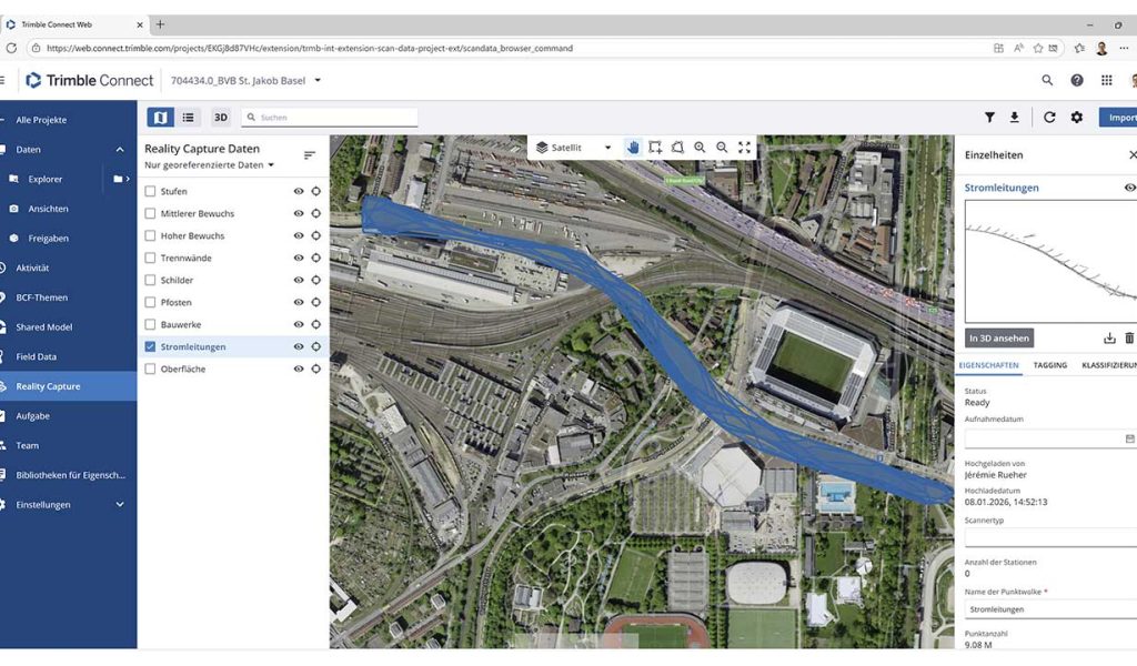 Die Daten konnten bereits nach kurzer Zeit von allen Projektbeteiligten über Trimble Connect genutzt werden.
